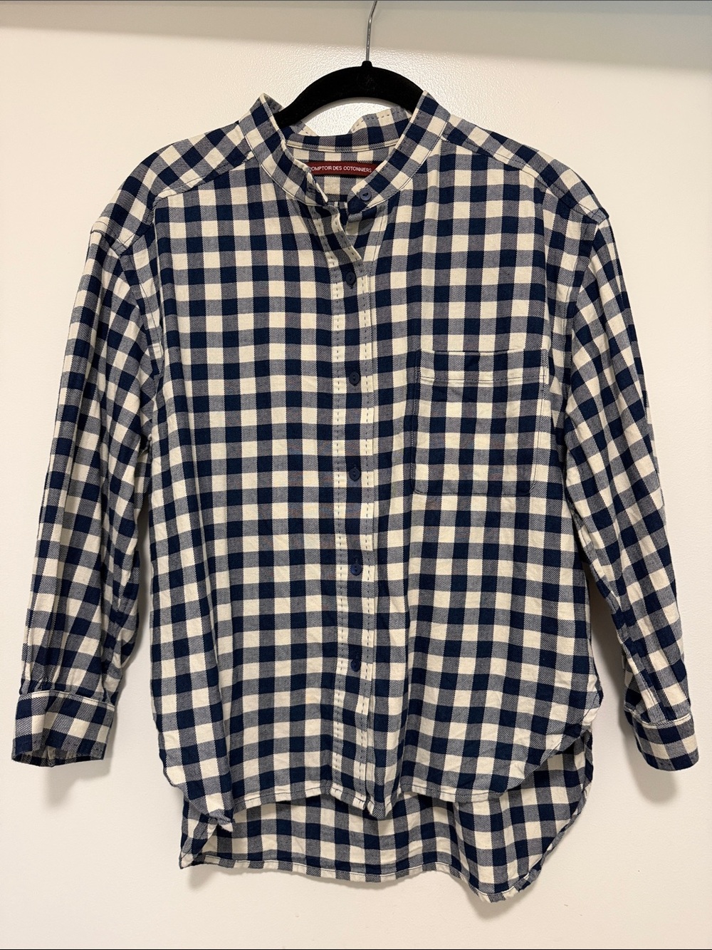 Comptoir Des Cotonniers Navy and White Gingham Check Shirt XS